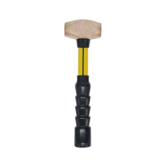 Nupla 4 lb. Non-Sparking Brass Hammer with 12 inch Fiberglass Handle and SG Grip - Perfect for Mechanics, Contractors, and Trade Professionals, Yellow, 75.30-040E CA2