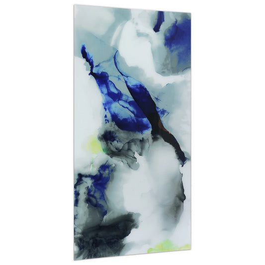 Empire Art Direct Blue Splash Frameless Free Floating Tempered Glass Panel Graphic Wall Art, 72" x 36", Ready to Hang