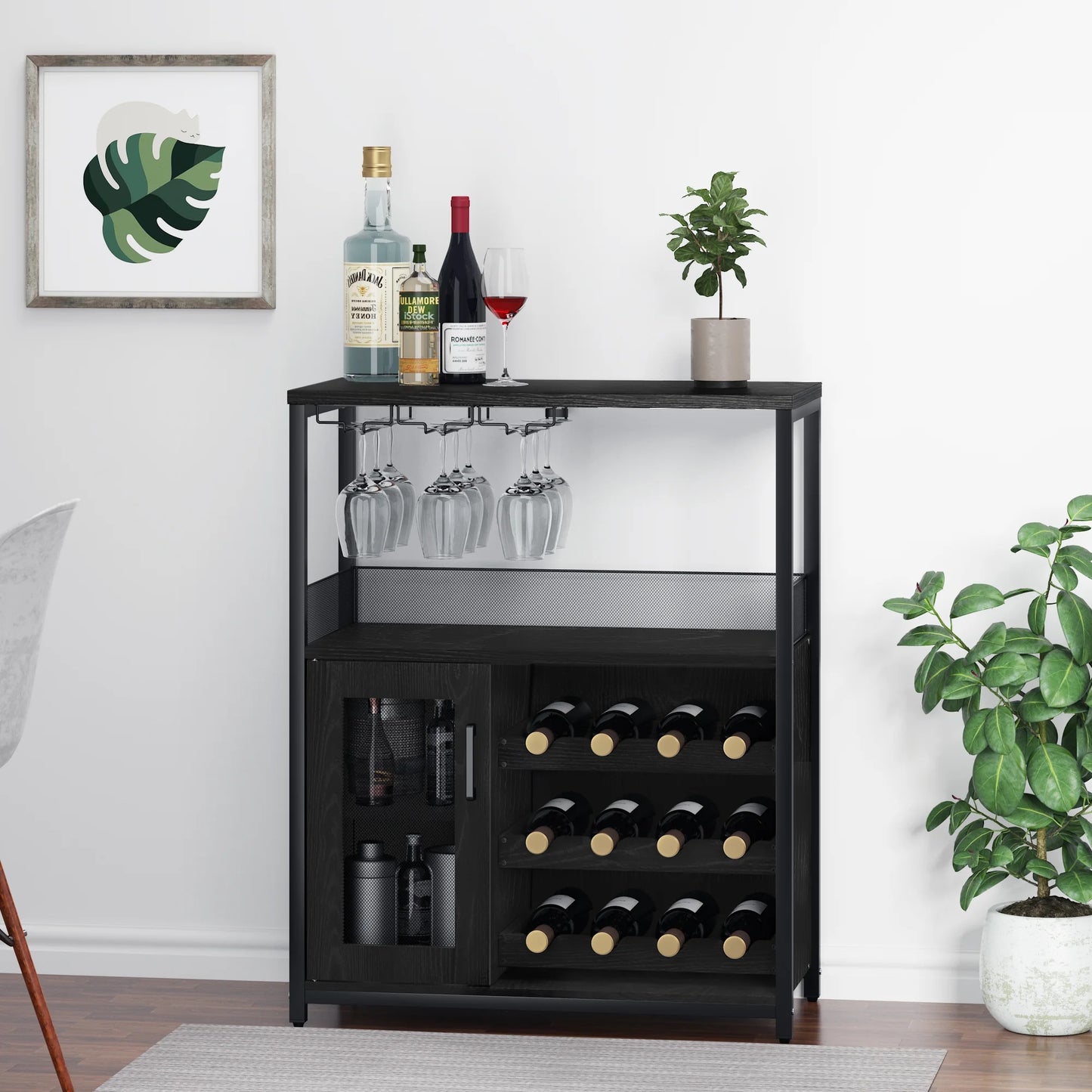 Faitaliicy Wine Bar Rack Cabinet Wine Table For Liquor With Glass Holder Detachable Wine Rack Sideboard And Buffet Cabinet Wood Coffee Bar With Mesh Door For Kitchen Living Room