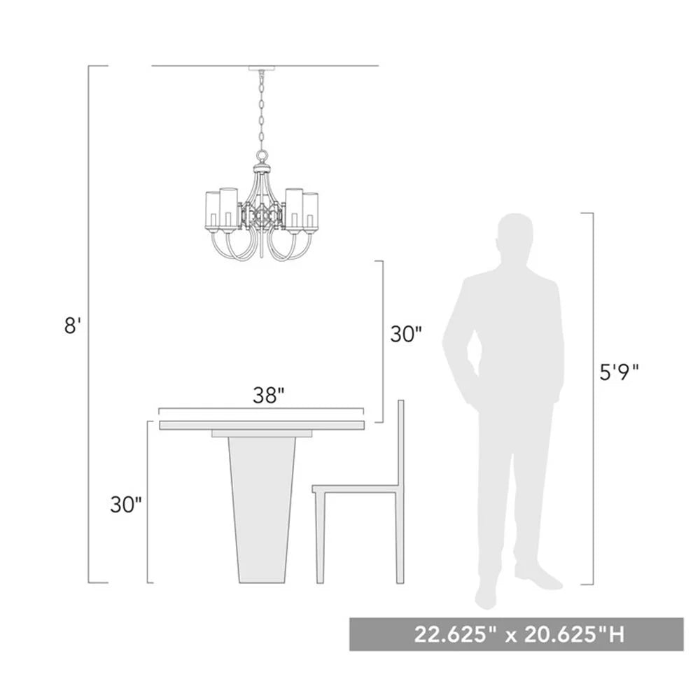 Golden Lighting Quincy 5 Light Chandelier in Cordoban Bronze with Clear Glass