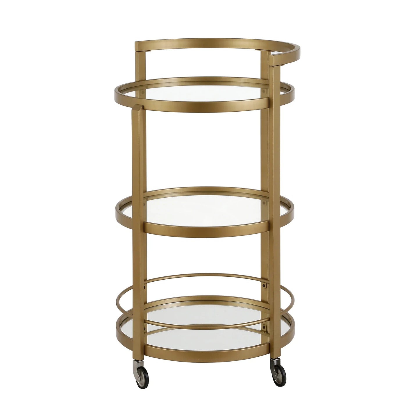 Evelyn& Zoe 21" Blackened Bronze Metal/Glass Bar Cart