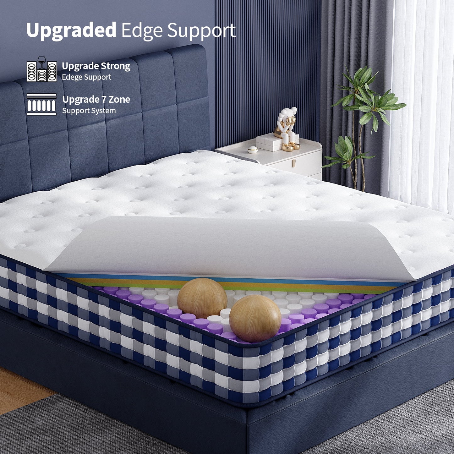 Pamag pieeoo 10 inch Queen Size Hybrid Mattress, Fiberglass free, Tight Top Medium Firm Feel,Mattress in a Box