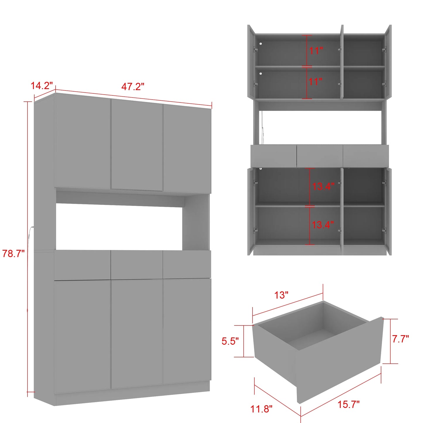 KULAGAGA Bookcases Organizer with LED Lights, Heavy Duty Display Cabinet with Glass Door for Living Room, 31.5" Wide