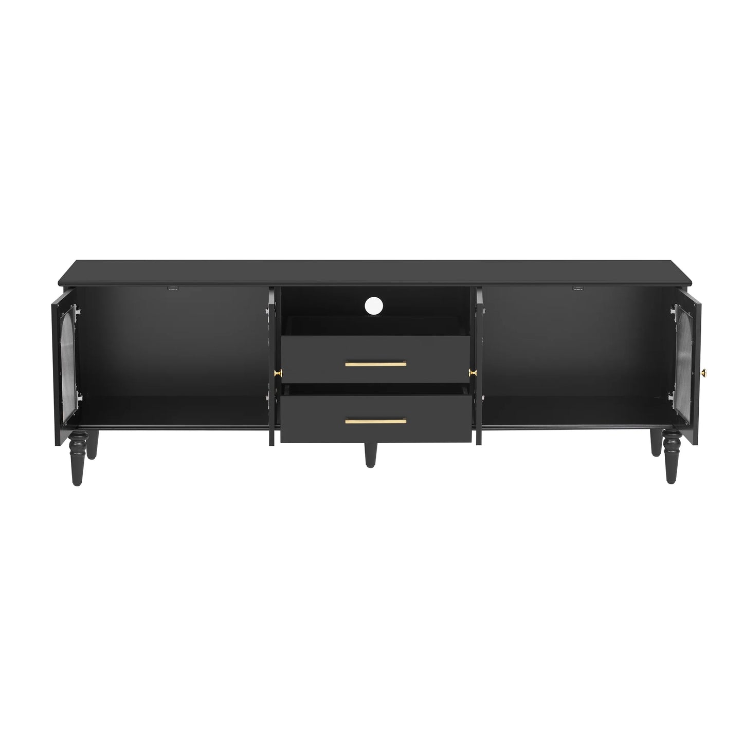Harper & Bright Designs TV Stand with Fluted Glass Doors for 75 inch TV, TV Storage Cabinet Table with Drawers, Wood Media Console Table with Solid Wood Legs for Living Room, White