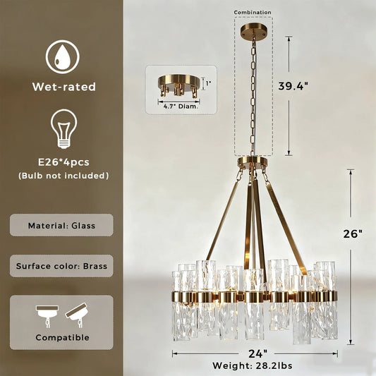 Industrial Style Recycled Tube Glass Chandelier , Dinning Room Chandelier , Living Room Chandlier
