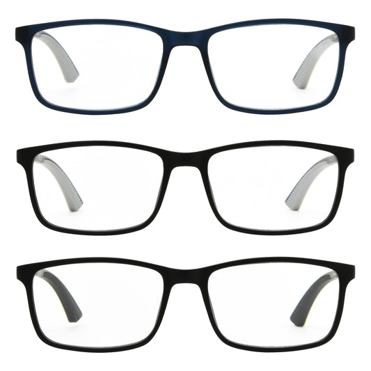 Design Optics by Foster Grant #666 Classic Plastic Rectangle Reading Glasses, 3-pack