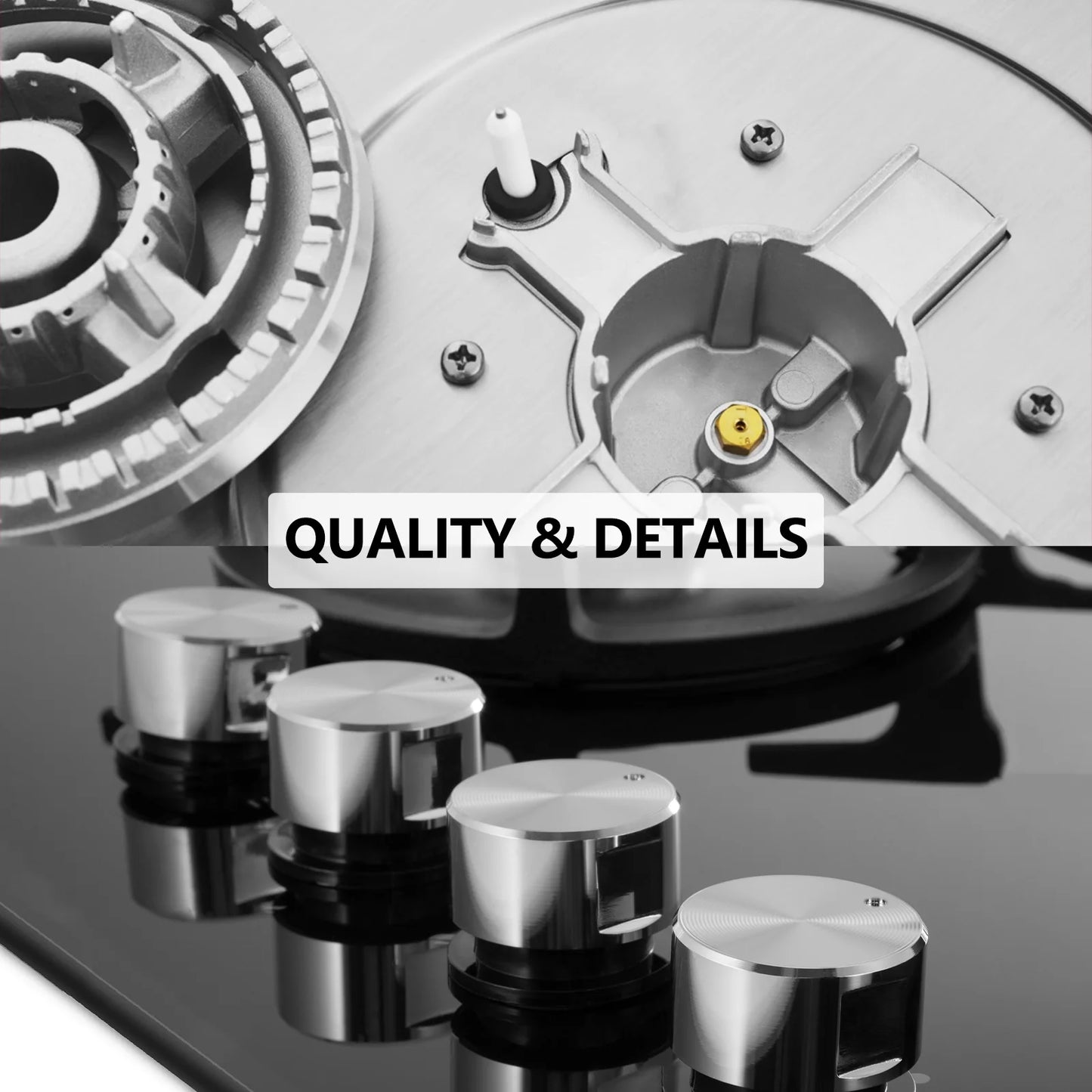 GRACEALL 4 Burner Gas Stove Cooktop 24in, Glass Top Built-in Gas Burner Hob, NG/LPG Compatible or use with Propane or Neutral Gas