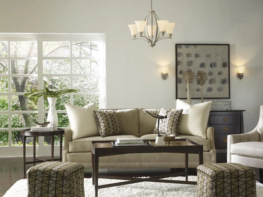 P4490-20W-Progress Lighting-Joy - 18.875 Inch Height - Chandeliers Light - 5 Light - Line Voltage-Antique Bronze Finish-Etched White Glass Color