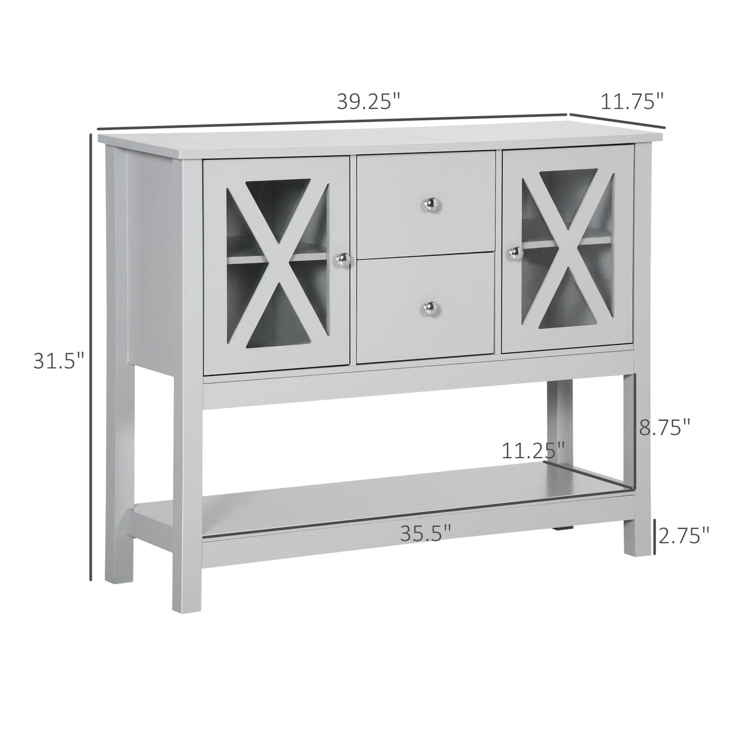 HOMCOM Coffee Bar Cabinet, Sideboard Buffet Cabinet, Kitchen Cabinet with Storage Drawers and Glass Door for Living Room, Entryway, White