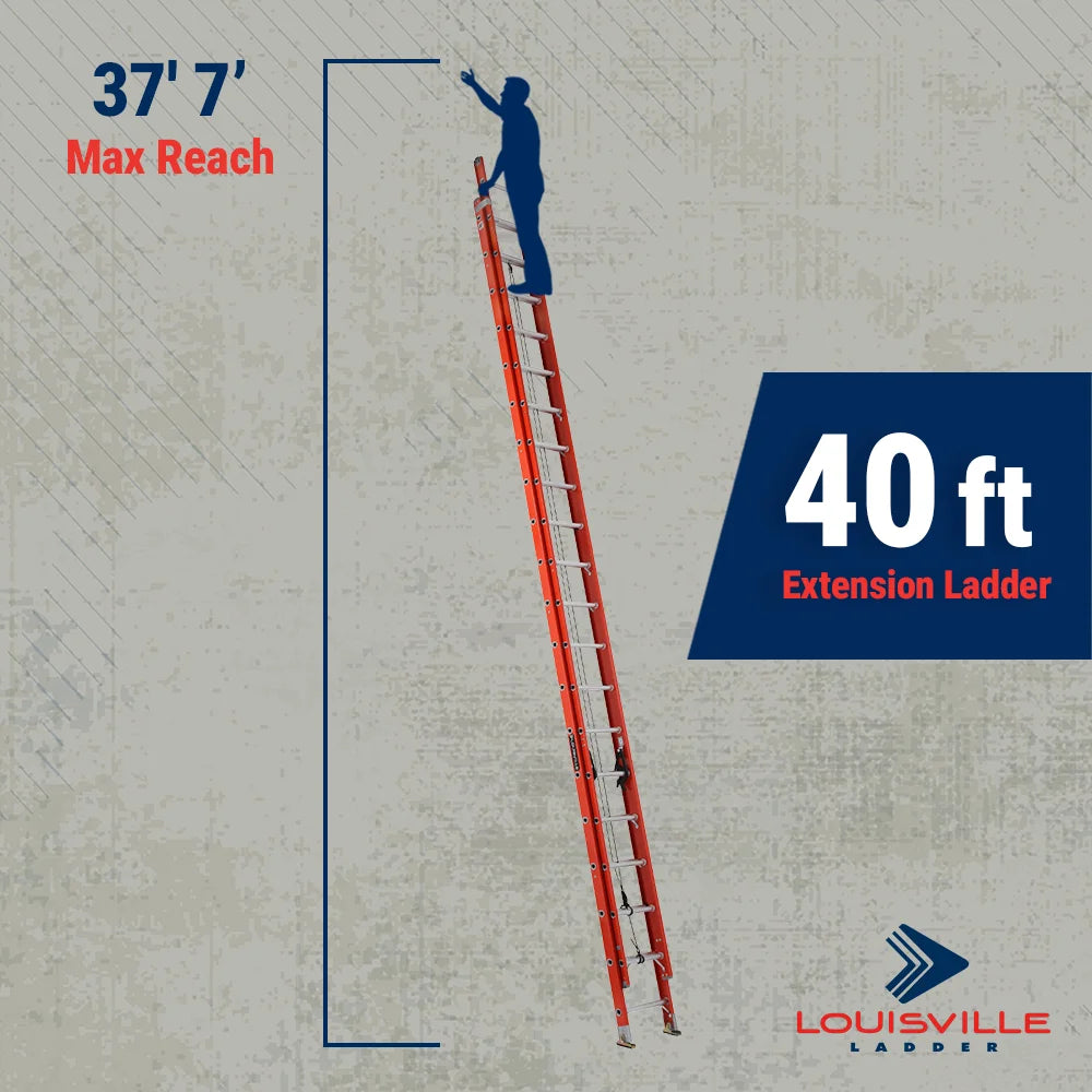 Louisville Ladder 40-Foot Fiberglass Extension Ladder, 300-Pound Load Capacity, Type IA, FE3240