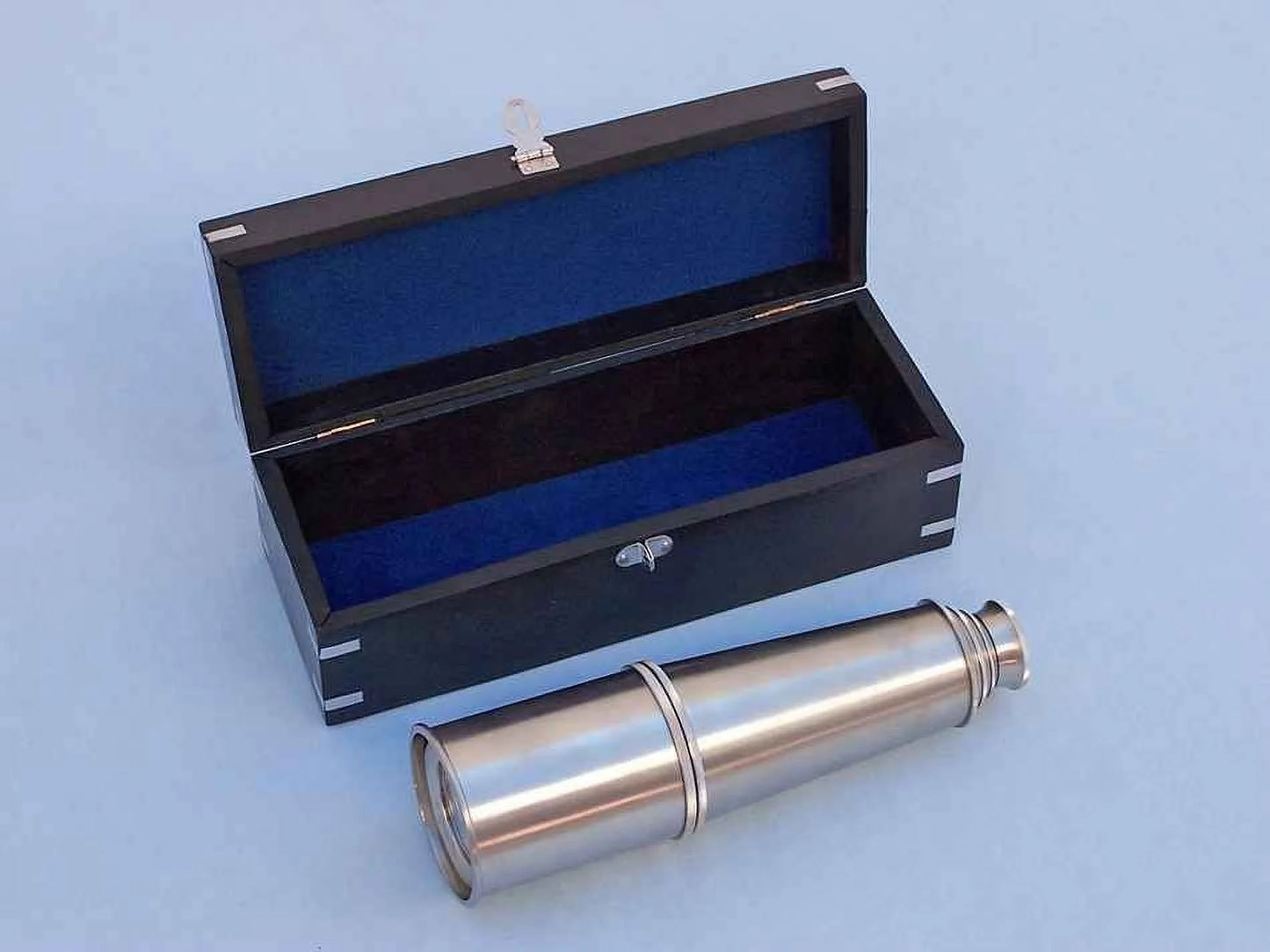 Deluxe Class Brushed Nickel Admirals Spyglass Telescope 27" with Rosewood Box- Spyglass Telescope- Nautical Decoration