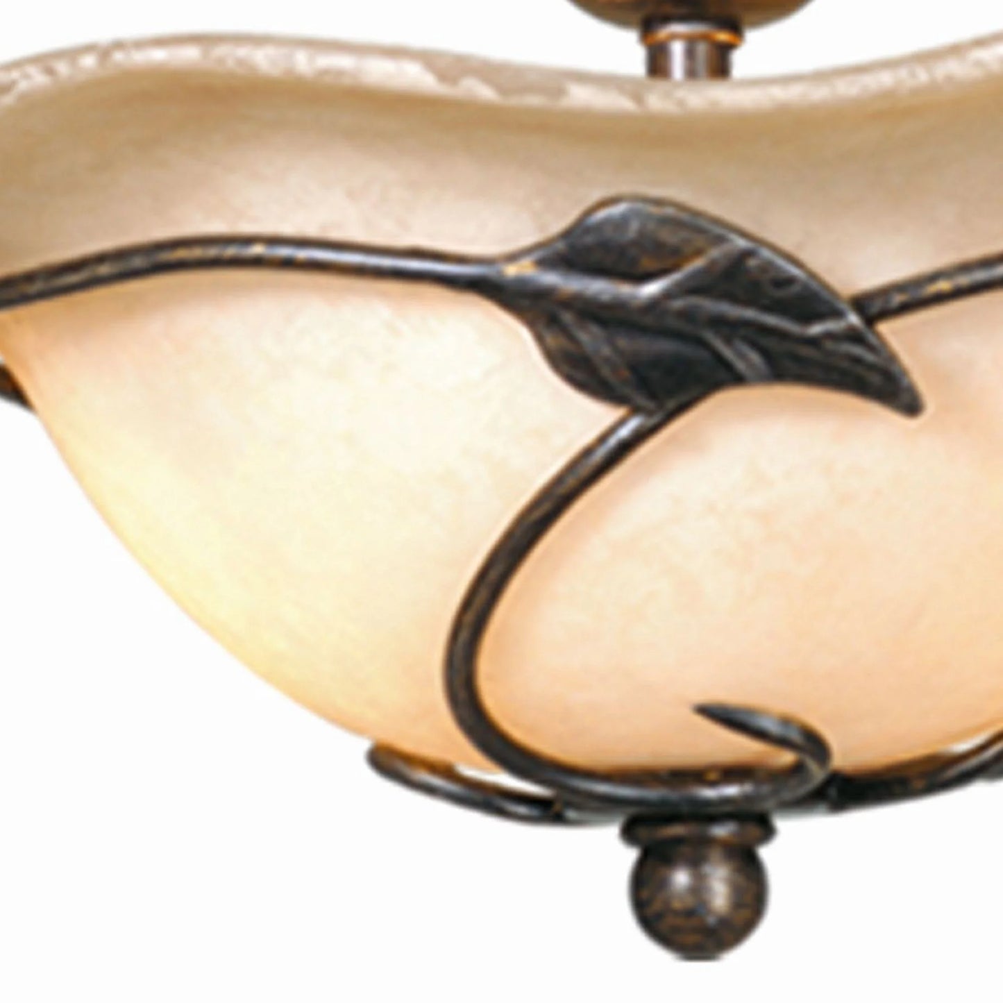 Vaxcel Vine 15-in W Black Rustic Semi Flush Mount Ceiling Light Amber Glass