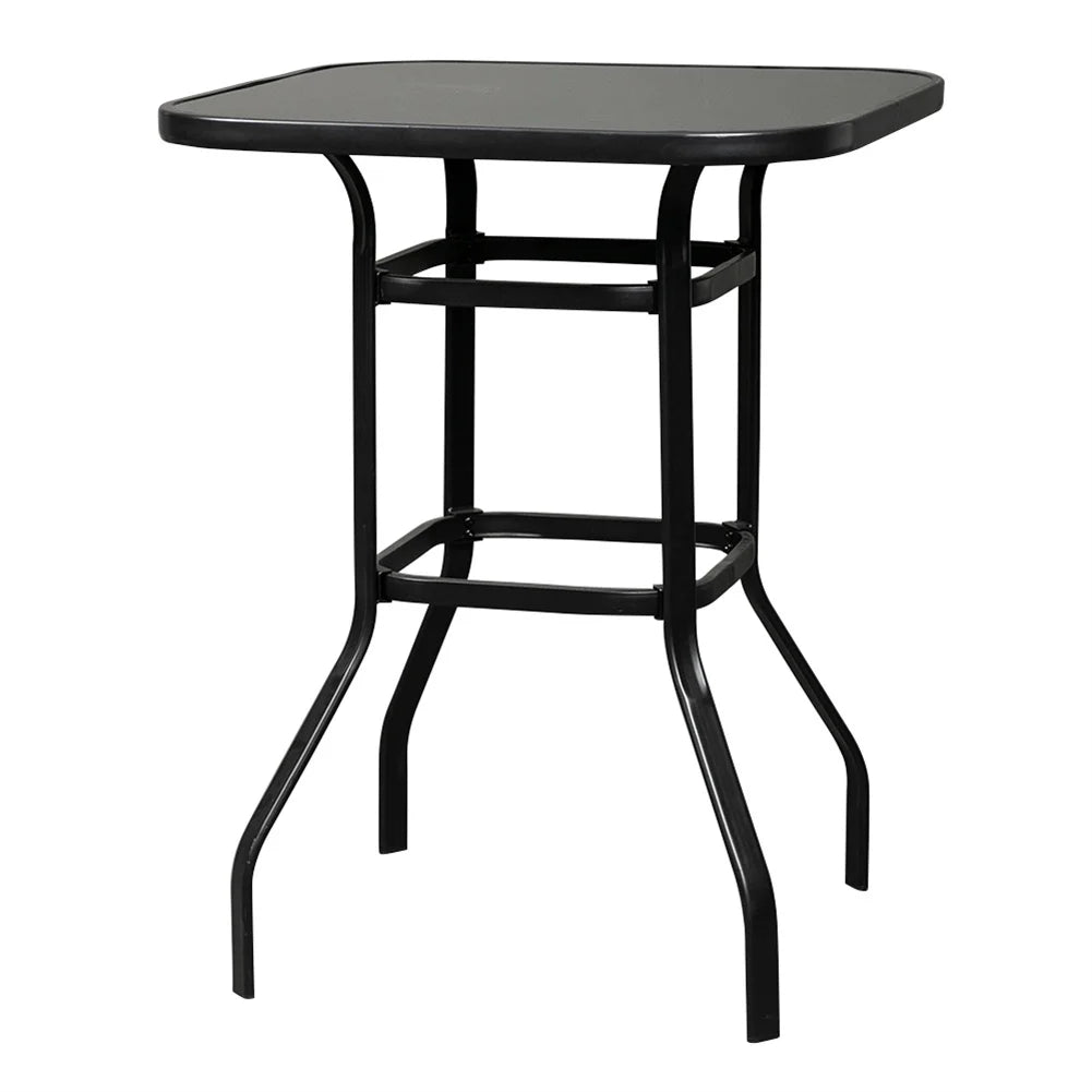 Cfowner 31° x 40° Square Multifunction Wrought Iron & Glass Patio Bar Table, Black