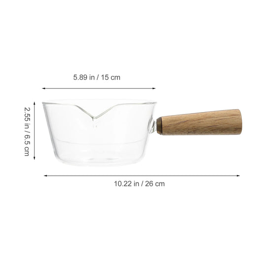 Rosarivae Heat-resistant Glass Pot Multi-function Stockpot Wooden Handle Milk Boiling Pot for Home