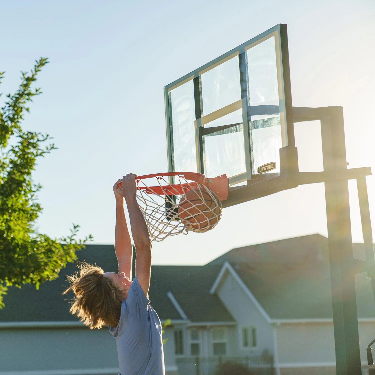 Lifetime 54-Inch Tempered Glass Bolt Down Basketball Hoop with Crank Adjustment & Ultra Rim – Model 90568-Outdoor Play