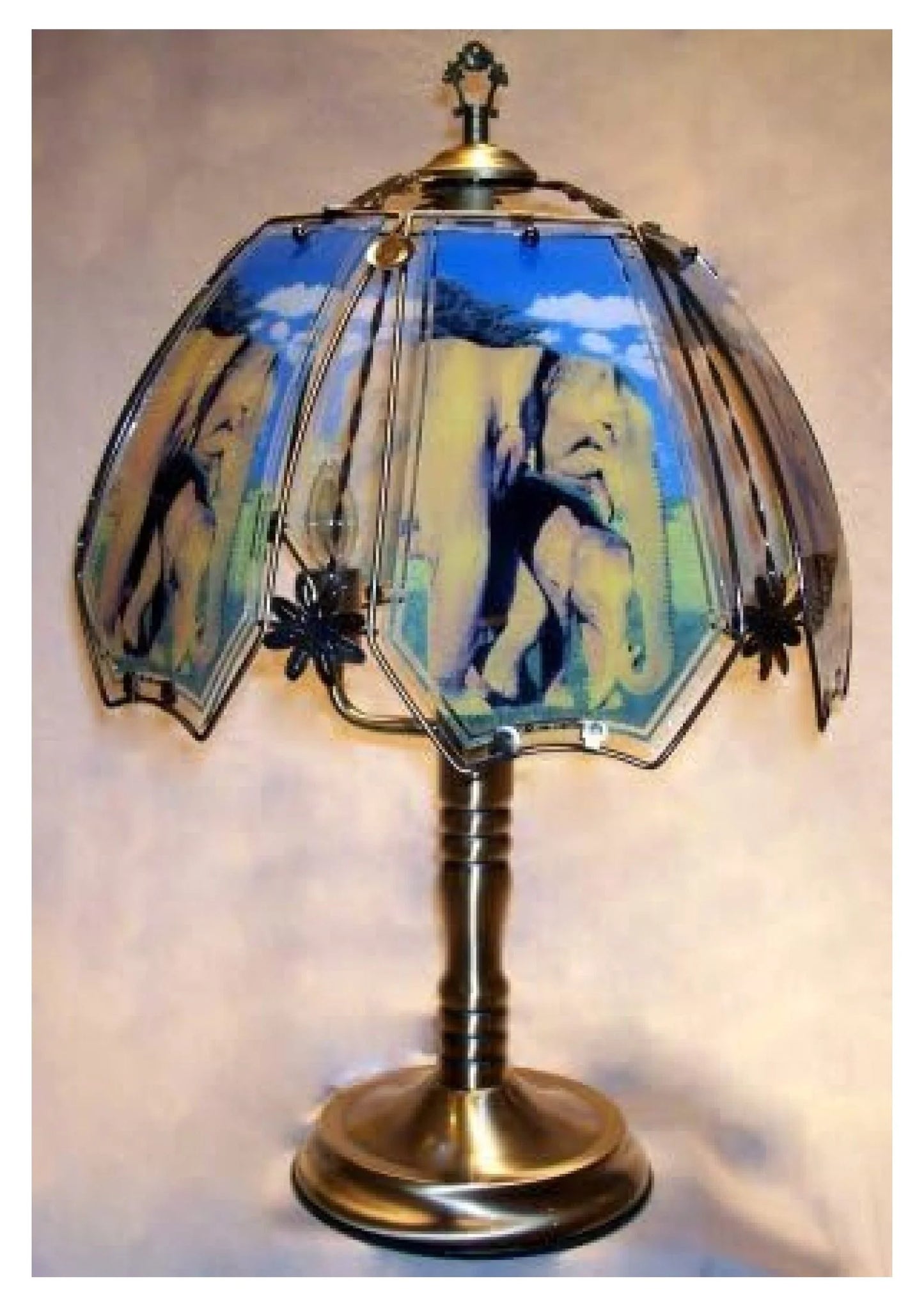 Touch Lamp with 3-Way Touch Control - Table Lamp with Glass Shade - Antique Brass, Brown, or Brass Plated Finish - Includes Bulbs