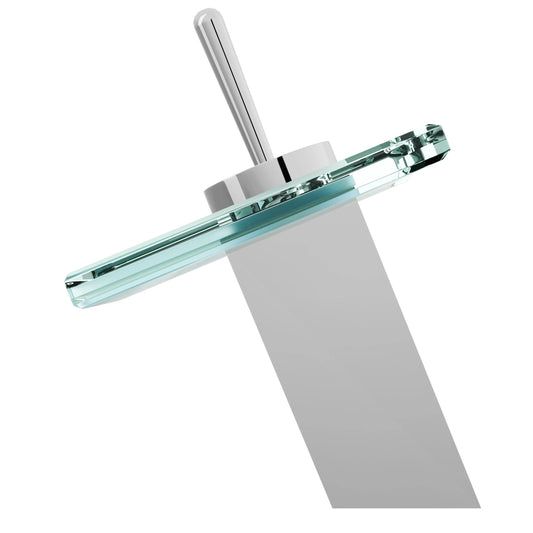 Novatto GF-010CH-C Monroe Single Lever Waterfall Lav Faucet, Chrome/Clear Glass