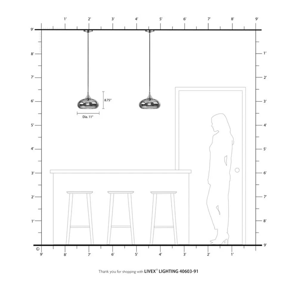 Livex Lighting 11" 1-Light Smoke Glass & Metal Single Pendant in Brushed Nickel