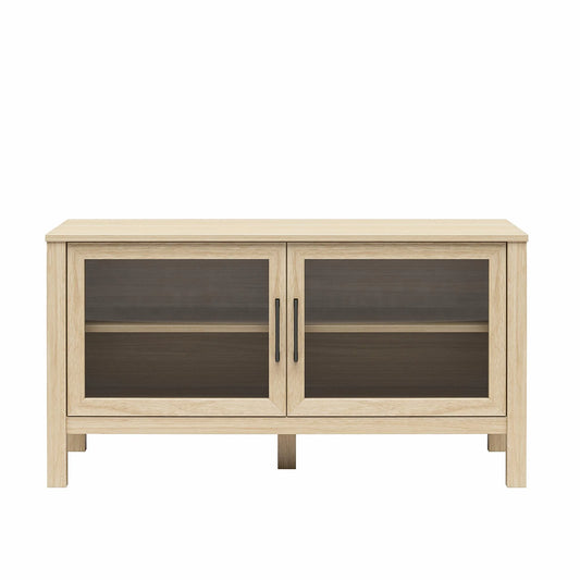 Mainstays Glass Door TV Stand for TVs up to 55", Spring Pine