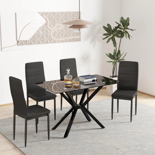 Holaki 47.24'' Rectangular Tempered Glass Dining Table for Dining Room, Living Room, Office