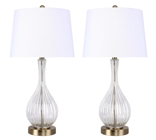 LumiSource Clear Jenny 27" Glass Table Lamp - Set of 2