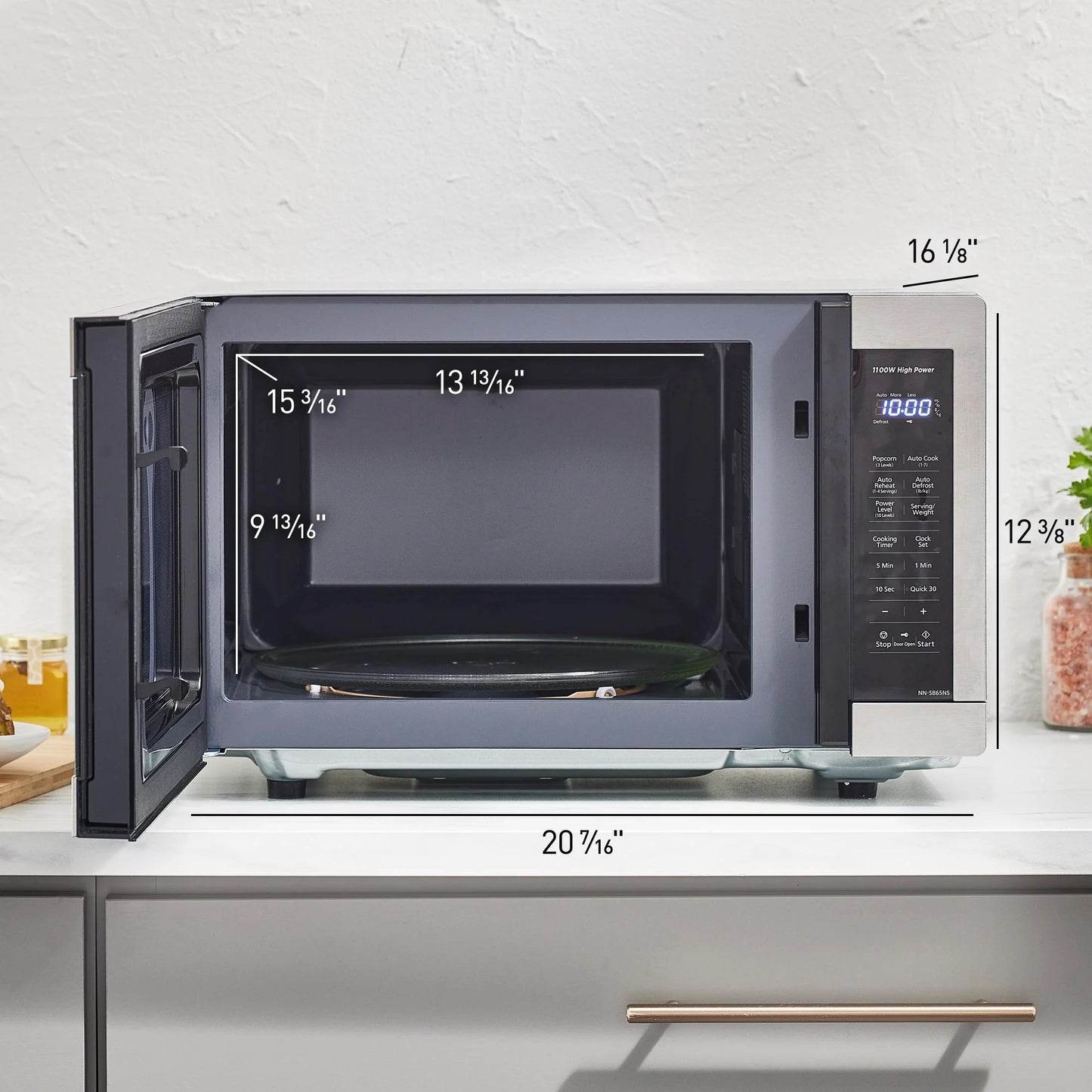 Panasonic 1.3 cu ft Countertop Microwave Oven in Glass Door