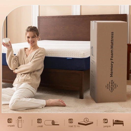 Gelsea 8" Twin Cooling Gel Memory Foam Mattress in a Box, Medium Firm, Graphite-Infused & Fiberglass-Free, CertiPUR-US Certified
