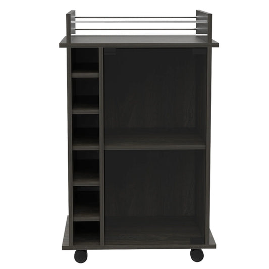 TUHOME Dukat Kitchen Bar Cart with Glass Door, Espresso