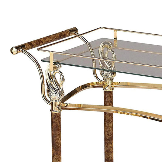 ACME Helmut Serving Cart in Gold Plated and Clear Glass