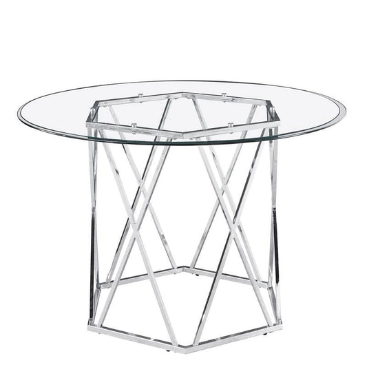 Steve Silver Escondido Chrome and Glass Top Dining Table