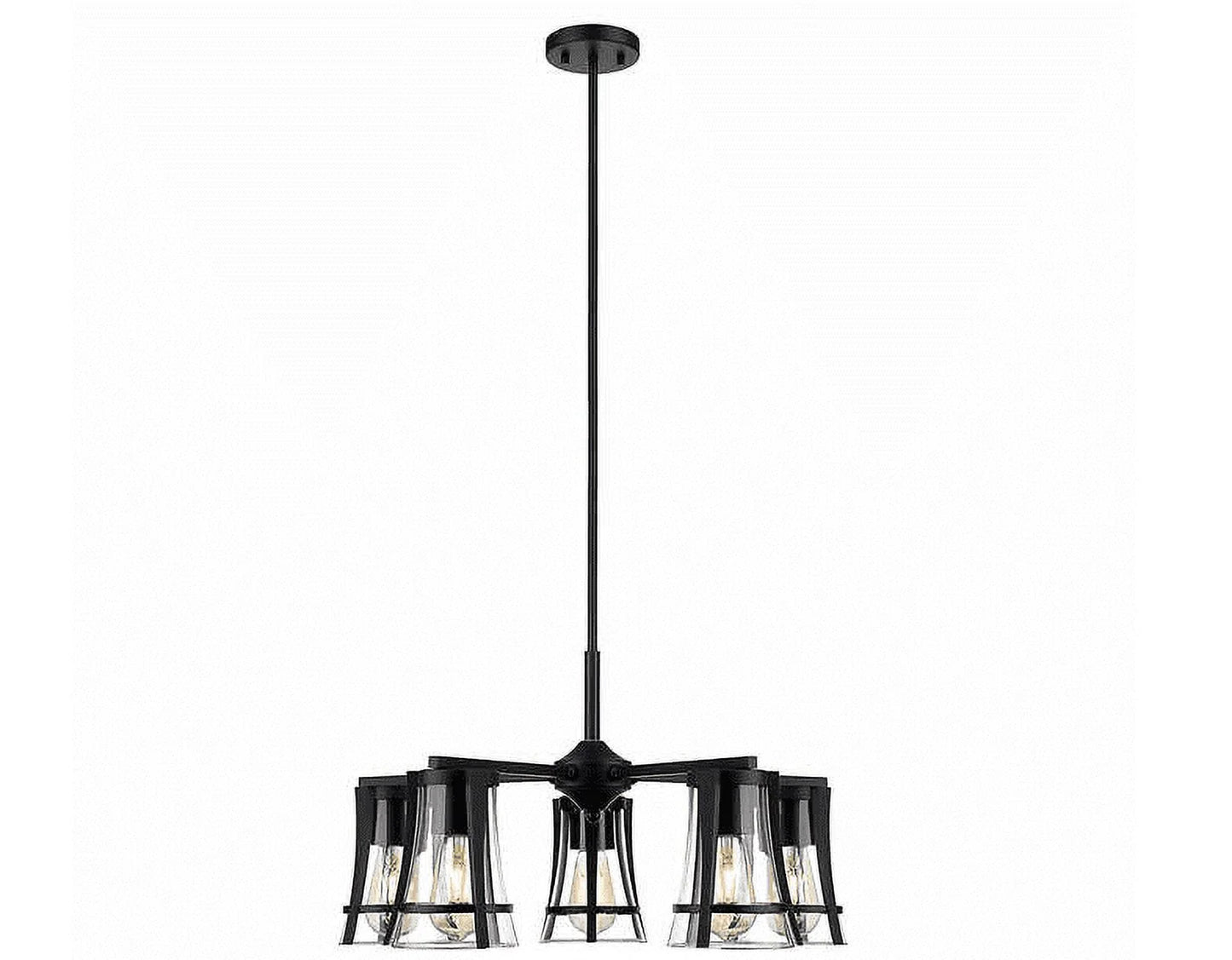OVE Decors Joakim 5-Light Chandelier With Black Finish Metal Glass Dome