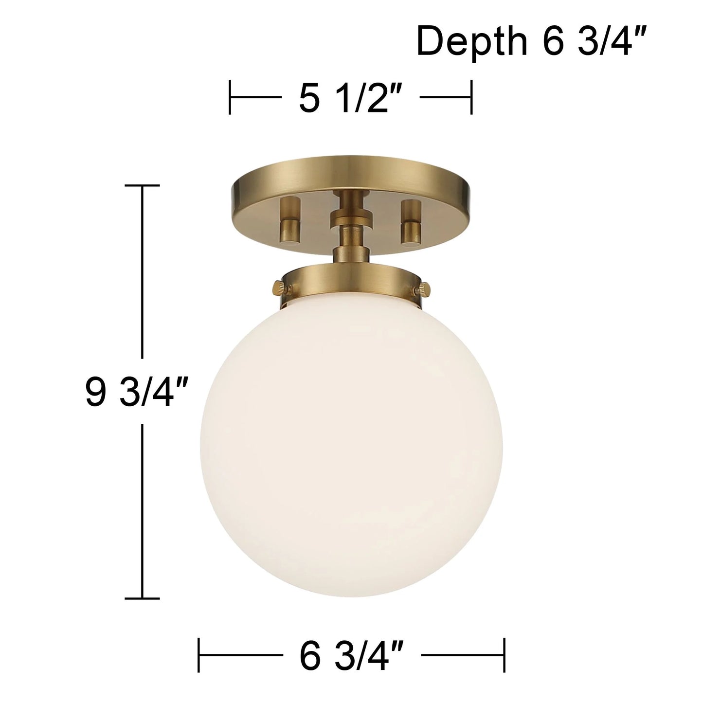 Possini Euro Design Jilly Modern Ceiling Light Semi Flush Mount Fixture 6 3/4" Wide Warm Antique Brass White Glass Globe Shade for Bedroom Living Room