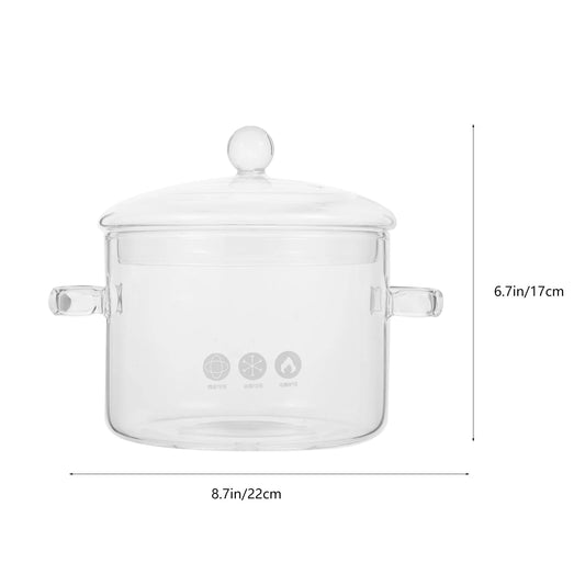 BESTONZON Household High Borosilicate Glass Soup Pot Pot Glass Two-eared Instant Noodle Bowl