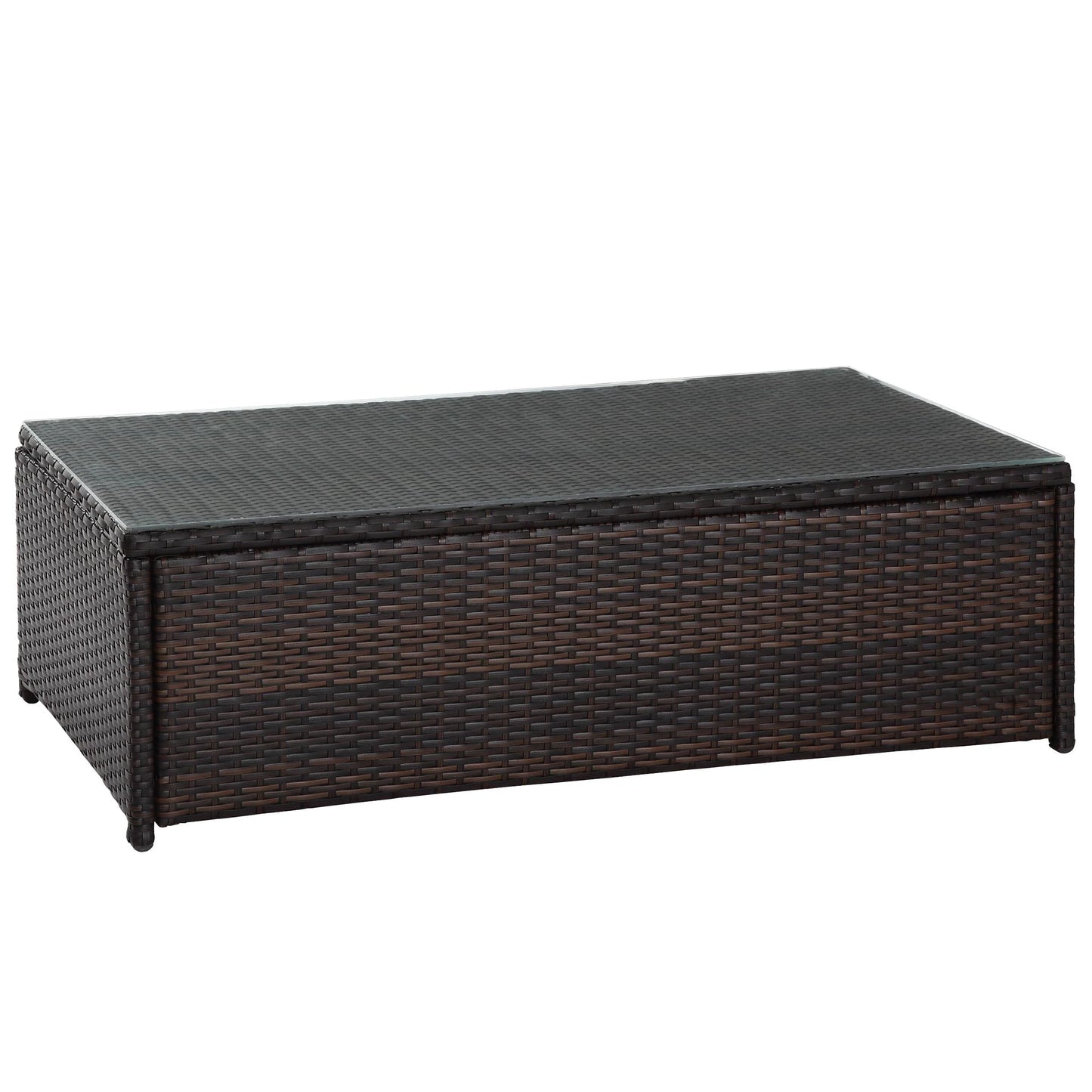 Crosley Furniture CO7201-BR Palm Harbor Outdoor Wicker Glass Top Table