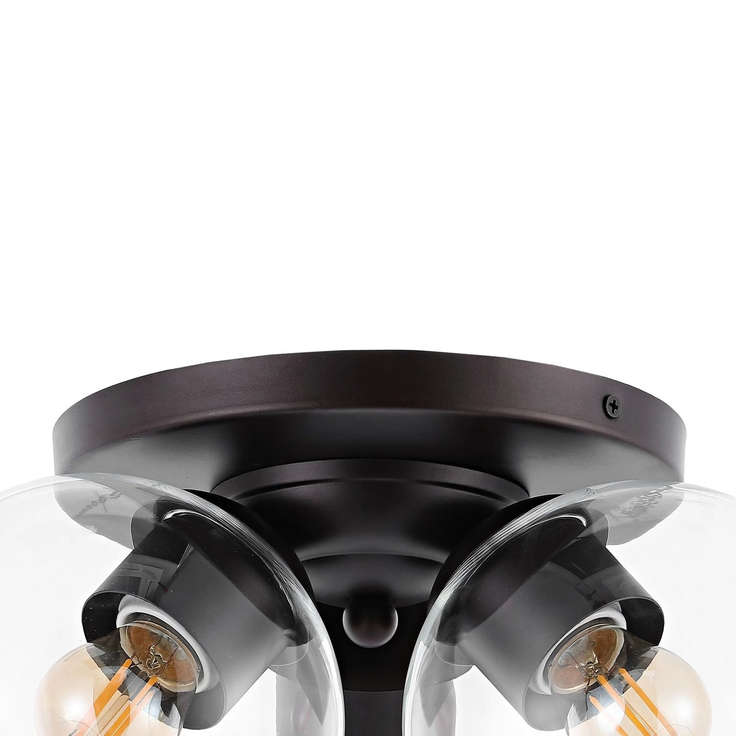 JONATHAN Y Iris 11.5" 3-Light Farmhouse Rustic Iron/Glass LED Semi Flush Mount, Oil Rubbed Bronze/Clear
