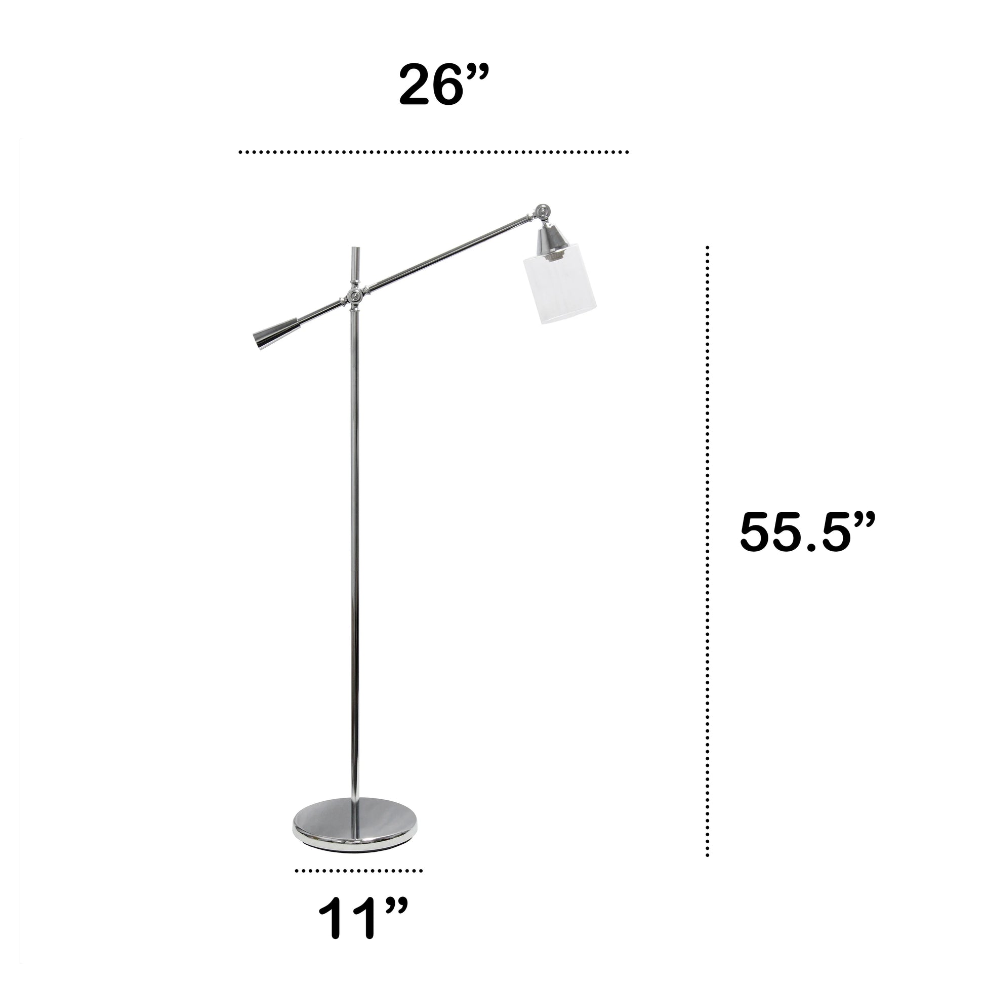 Lalia Home Swing Arm Floor Lamp with Clear Glass Cylindrical Shade, Black Matte