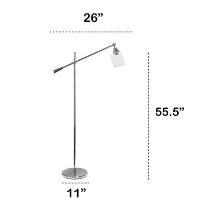 Lalia Home Swing Arm Floor Lamp with Clear Glass Cylindrical Shade, Black Matte