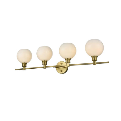 Collier 4 light Brass and Frosted white glass Wall sconce
