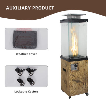 Glass Top + Terrafab Base Fire Heater Internal Gas Tank KD Column