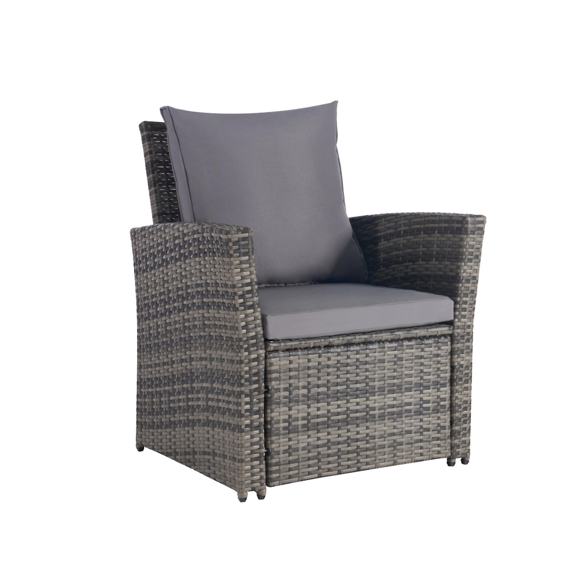 4 Pieces Outdoor Patio Furniture Sets Garden Rattan Chair Wicker Set, Poolside Lawn Chairs with Tempered Glass Coffee Table Porch Furniture