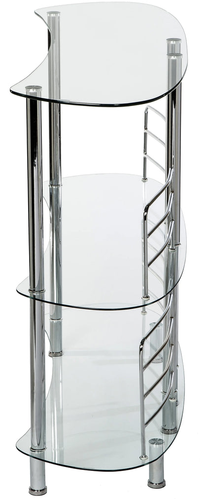 Mango Steam Contemporary Home Bar Liquor Table | Modern Clear Tempered Glass Shelves | 41" H x 47" L x 13.6" D