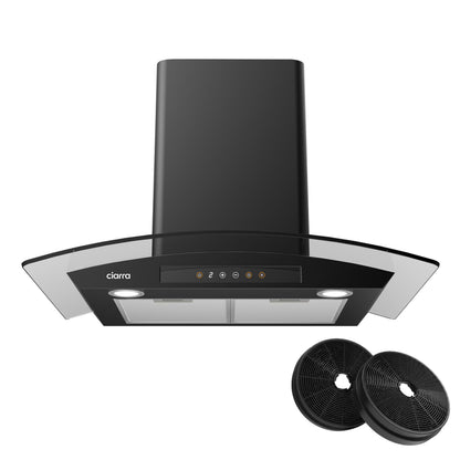 CIARRA Wall Mount Range Hood 30 inch with Tempered Glass 450 CFM Kitchen Vent Hood Ductless Ducted Convertible CAS50275
