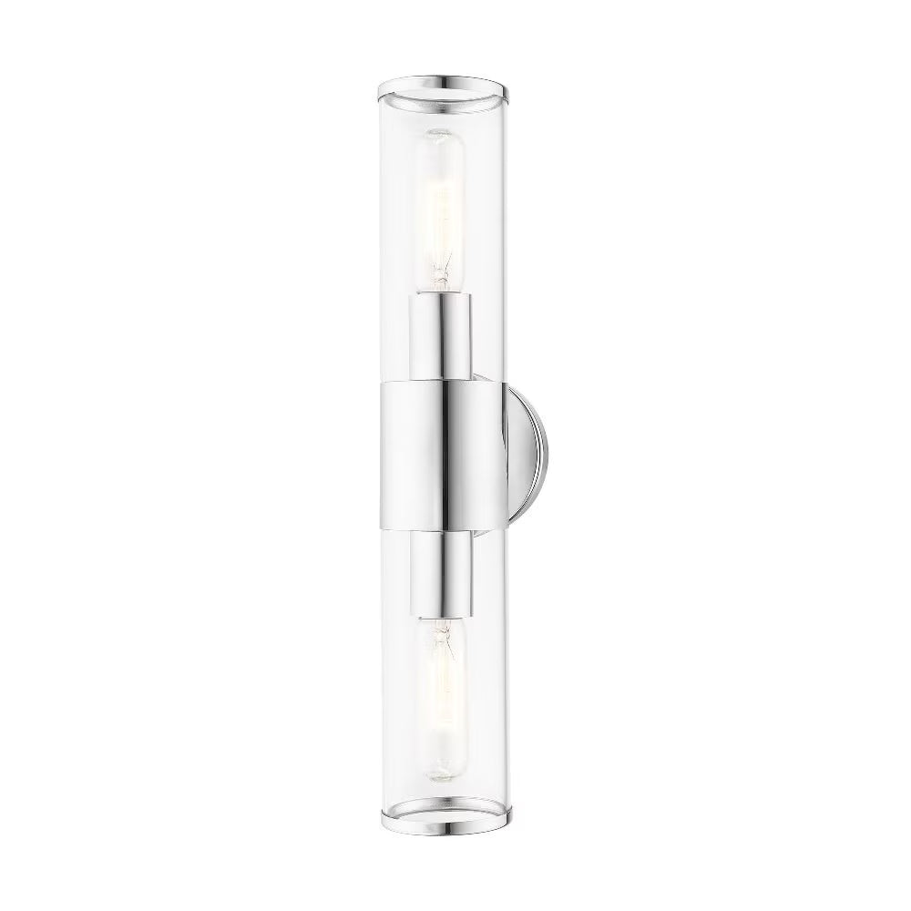 Livex Lighting Banca 2-Light Metal & Glass ADA Vanity Sconce in Polished Chrome
