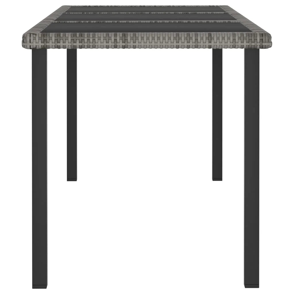 vidaXL Outdoor Dining Table Garden Porch Patio Table with Glass Top PE Rattan