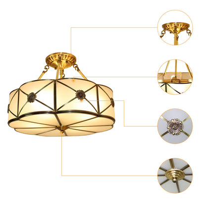 Miumaeov Vintage Ceiling Light Flush Mount Chandelier Stained Glass Pendant Lamp Fixture 110-220V