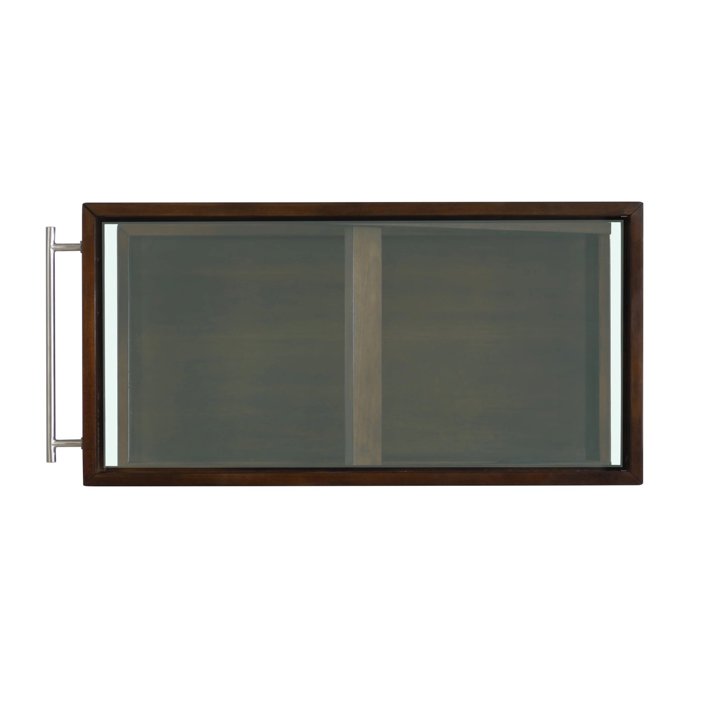 Powell Thornton 2-Tier Z-Frame Rolling Bar Cart with Glass Top, Walnut