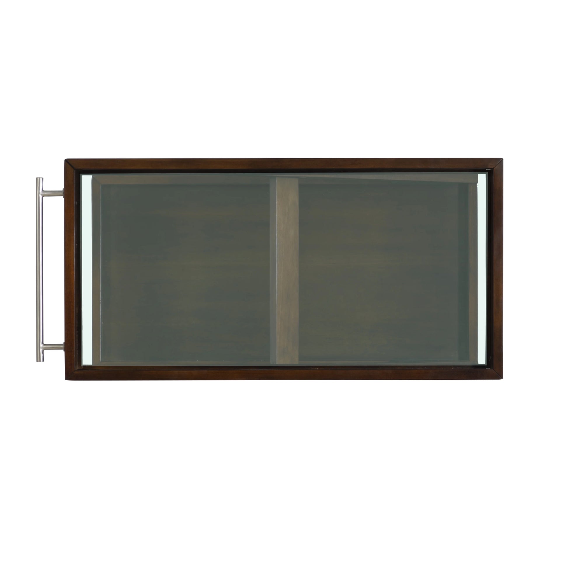 Powell Thornton 2-Tier Z-Frame Rolling Bar Cart with Glass Top, Walnut