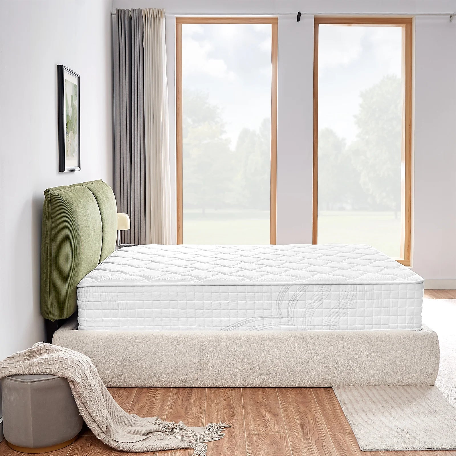 VFD 10 inch Hybrid Mattress, Twin, Fiberglass Free, Medium Firmness, Durable Support, Certified Safe Foams Fabric, Mattress in a Box, White