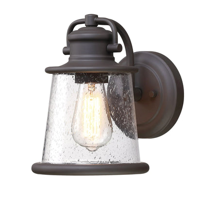 Dark Bronze Outdoor Light Fixture Wall Mount for Porch, House, Doorway, Hallway, Exterior with Seeded Glass Shade