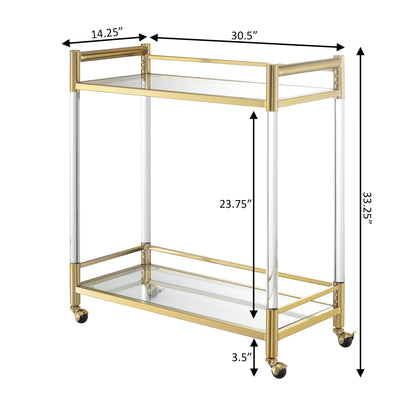 Convenience Concepts Royal Crest 2 Tier Acrylic Glass Bar Cart, Gold/Glass